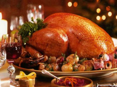 Roast turkey for  Christmas dinner with all the trimmings